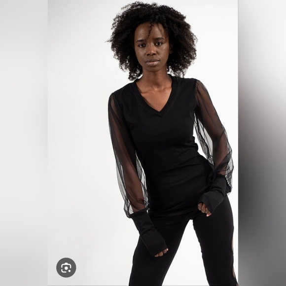 NEW Metamorphoza Top Small Tulle Sheer Sleeves Black Avant Garde Lagenlook - Picture 12 of 12